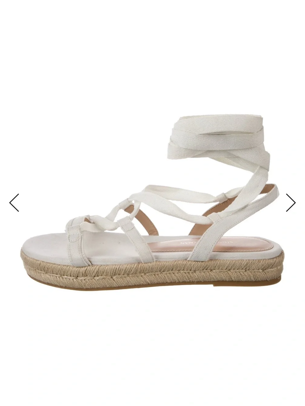 Stuart Weitzman White Wrap Espadrille Sandals